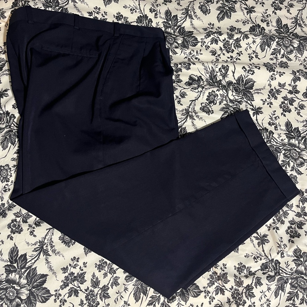 JB Britches for Nordstrom Dress Pants 38x30 Navy Wool Pleated Front Classic Fit